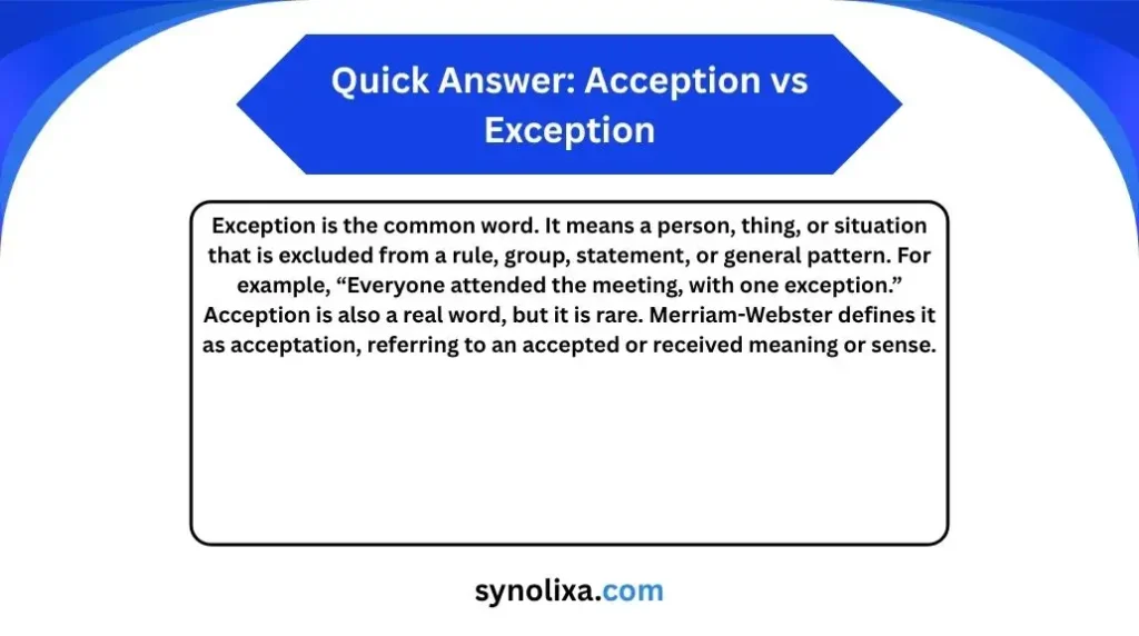 acception vs exception