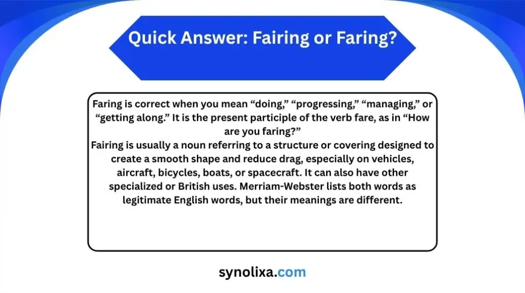 fairing or faring