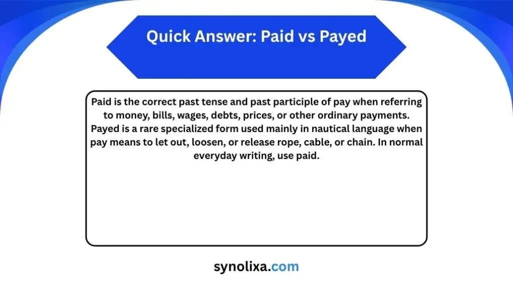 paid vs payed