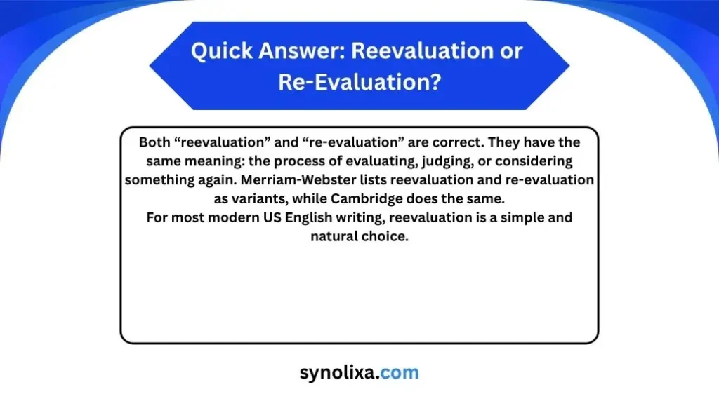 reevaluation or re-evaluation