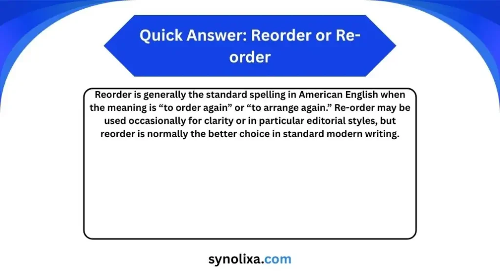 reorder or re-order