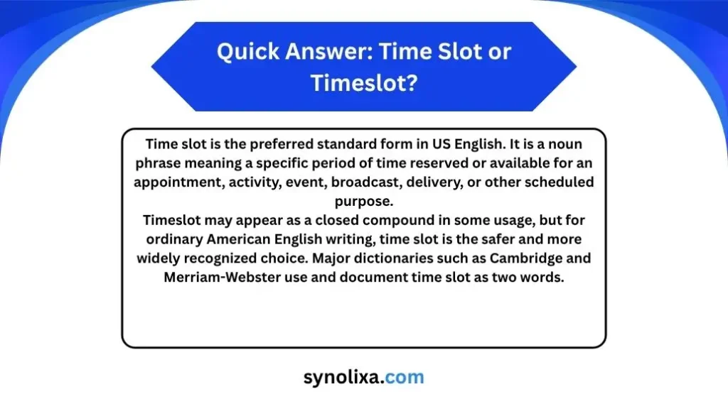 time slot or timeslot