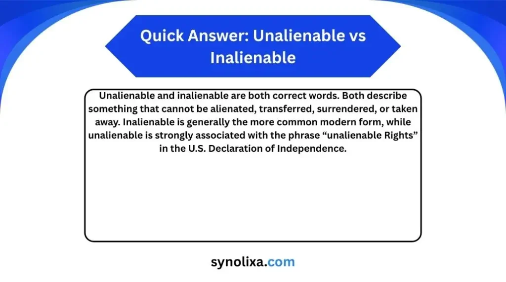 unalienable vs inalienable