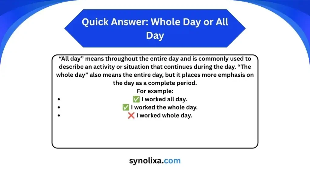 whole day or all day